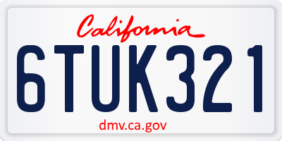 CA license plate 6TUK321