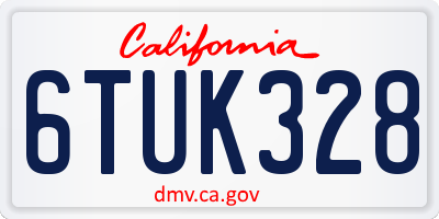CA license plate 6TUK328