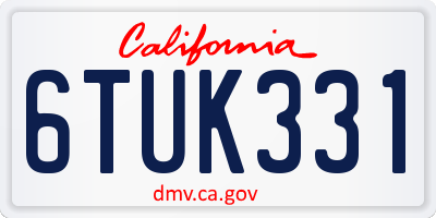 CA license plate 6TUK331