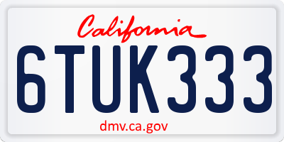 CA license plate 6TUK333