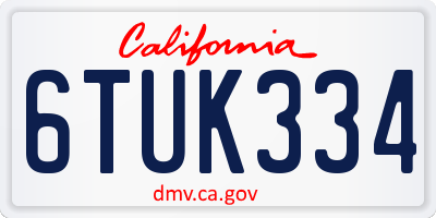 CA license plate 6TUK334