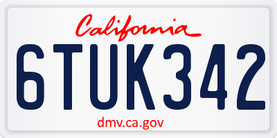 CA license plate 6TUK342