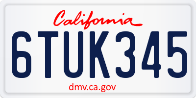 CA license plate 6TUK345