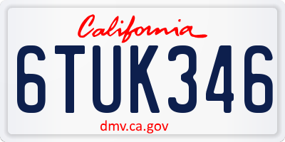 CA license plate 6TUK346