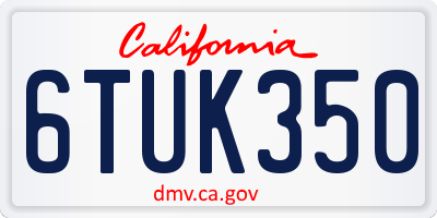 CA license plate 6TUK350