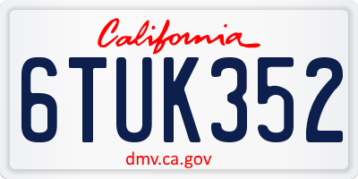 CA license plate 6TUK352