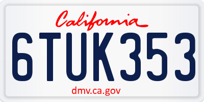 CA license plate 6TUK353