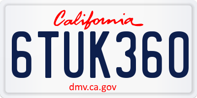 CA license plate 6TUK360