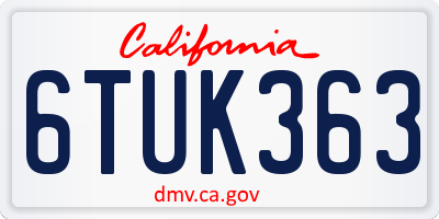 CA license plate 6TUK363