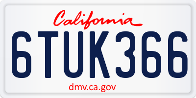CA license plate 6TUK366