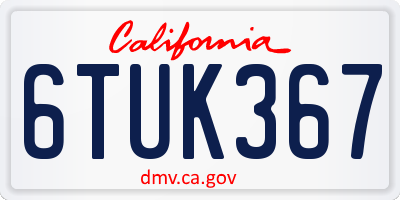 CA license plate 6TUK367