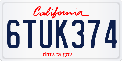 CA license plate 6TUK374