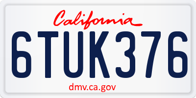 CA license plate 6TUK376