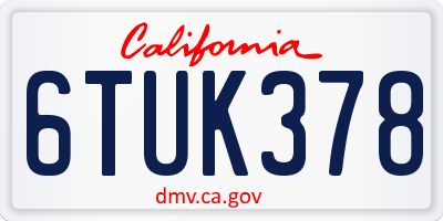 CA license plate 6TUK378