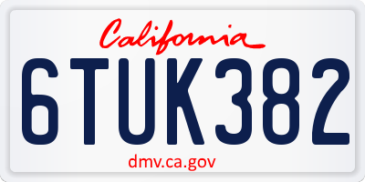 CA license plate 6TUK382