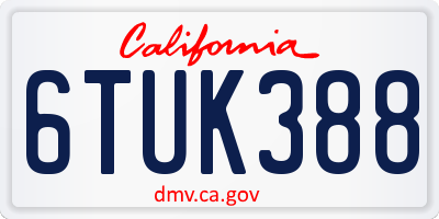 CA license plate 6TUK388