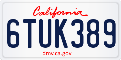 CA license plate 6TUK389