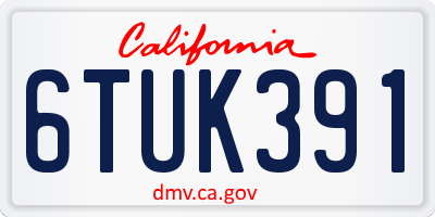 CA license plate 6TUK391