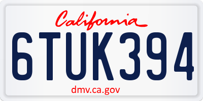 CA license plate 6TUK394