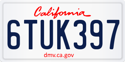 CA license plate 6TUK397