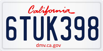 CA license plate 6TUK398