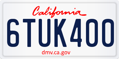 CA license plate 6TUK400