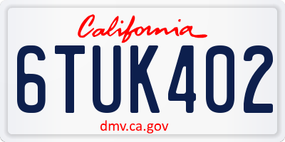 CA license plate 6TUK402