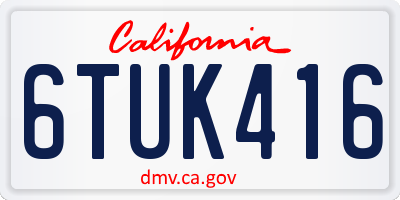 CA license plate 6TUK416