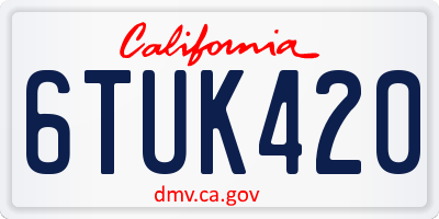 CA license plate 6TUK420