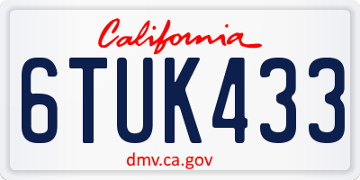 CA license plate 6TUK433