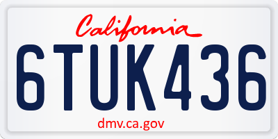 CA license plate 6TUK436