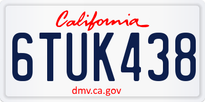 CA license plate 6TUK438