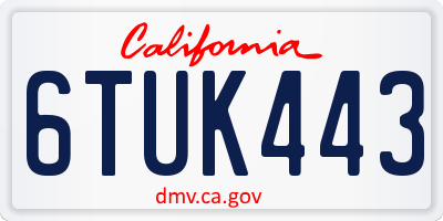 CA license plate 6TUK443