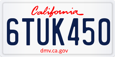 CA license plate 6TUK450