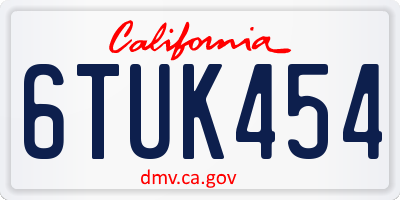 CA license plate 6TUK454