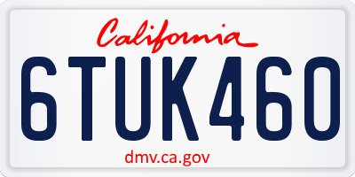 CA license plate 6TUK460