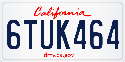 CA license plate 6TUK464