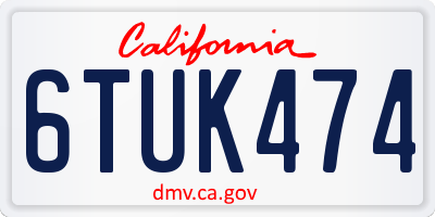 CA license plate 6TUK474