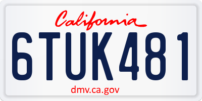 CA license plate 6TUK481