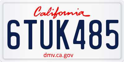 CA license plate 6TUK485