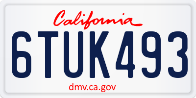 CA license plate 6TUK493
