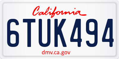 CA license plate 6TUK494