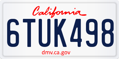 CA license plate 6TUK498