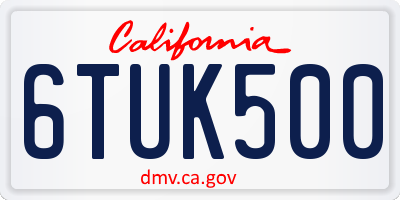 CA license plate 6TUK500