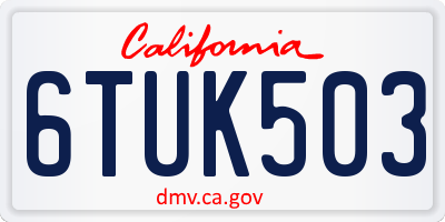 CA license plate 6TUK503