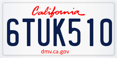 CA license plate 6TUK510