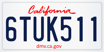 CA license plate 6TUK511