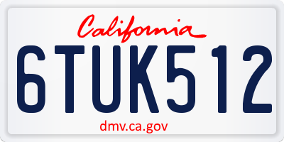 CA license plate 6TUK512