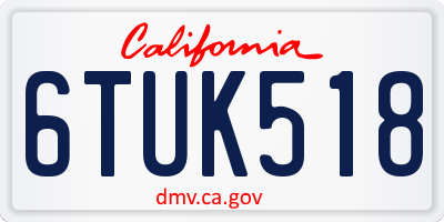 CA license plate 6TUK518