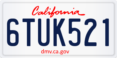 CA license plate 6TUK521